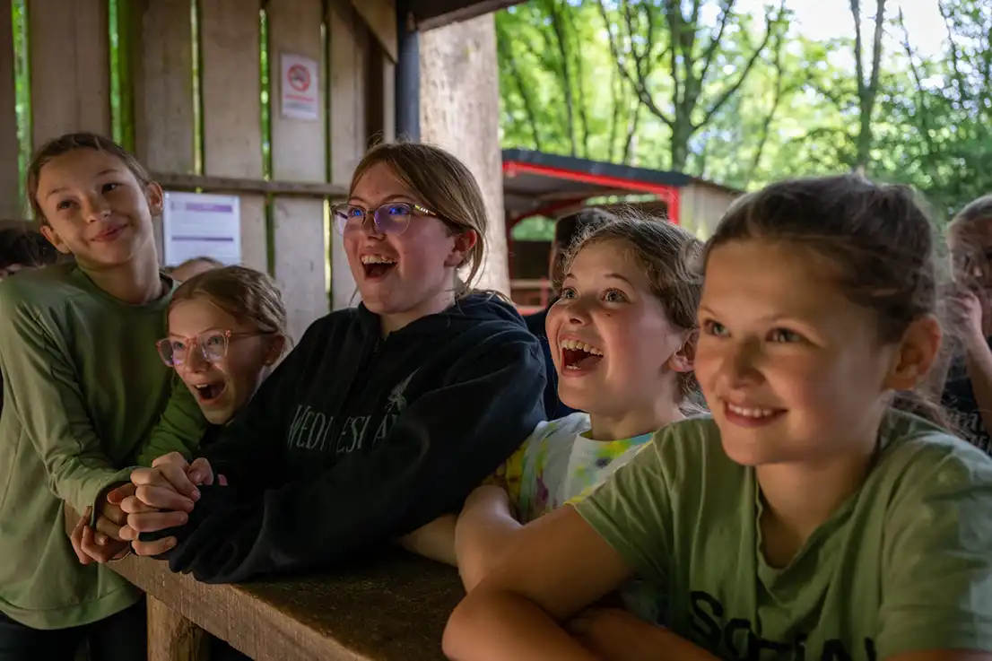 Girls laughing on residential trip